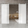 Double Glass Sliding Door - Solaris Tubular Stainless Steel Sliding Track & Gifford 8mm Obscure Glass - Obscure Printed Design