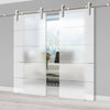 Double Glass Sliding Door - Solaris Tubular Stainless Steel Sliding Track & Gullane 8mm Obscure Glass - Clear Printed Design