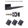 Two Pack Forme Foglia Designer Lever on Minimal Square Rose Matt Black Combo Handle Pack
