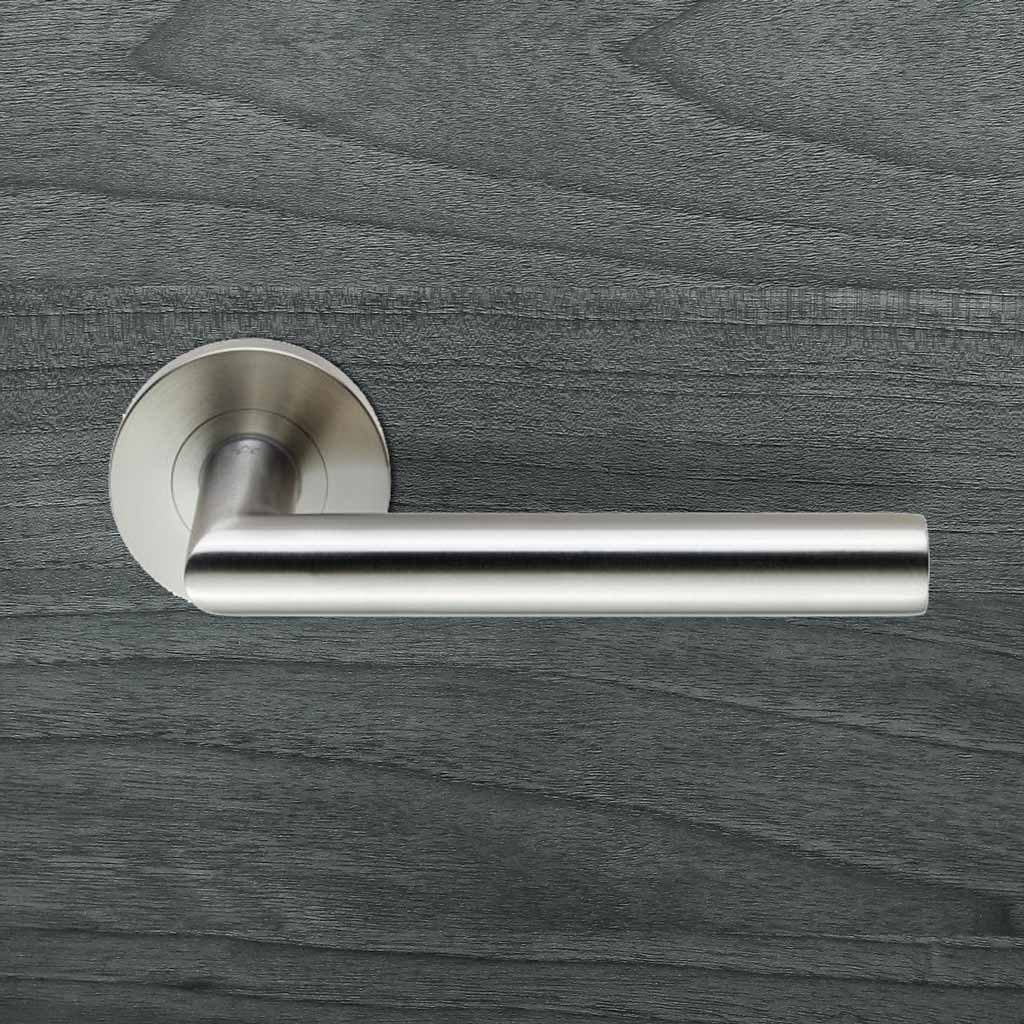 Outlet - 19mm Grade 4 Mitred Safety Lever Handles on Round Rose - Anti Bacterial