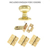Three Pack Harrogate Mushroom Old English Mortice Knob Polished Brass Combo Handle Pack