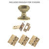 Three Pack Harrogate Mushroom Old English Mortice Knob Matt Antique Brass Combo Handle Pack