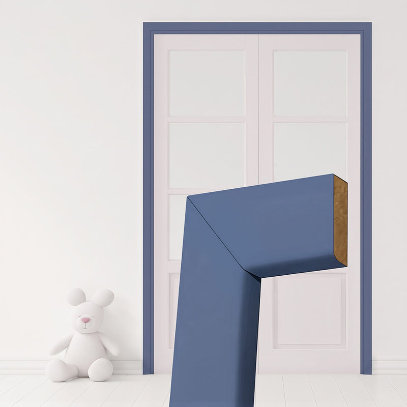 Made to Size Thruframe Interior Heather Blue Primed Door Lining Frame and Simple Architrave Set - Suits Double Fire Doors