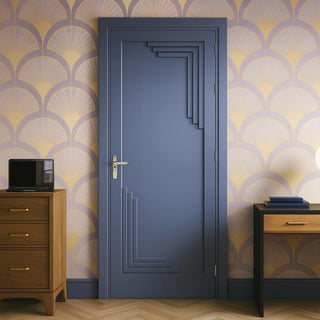 Image: Urban Deco® Solid Wood Internal Door UK Made - Heather Blue Premium Primed - Bespoke Sizes