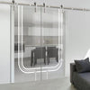 Double Glass Sliding Door - Solaris Tubular Stainless Steel Sliding Track & Holburn 8mm Clear Glass - Obscure Printed Design