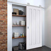 Top Mounted Stainless Steel Sliding Track & Door - Idaho 3 Panel Door - White Primed