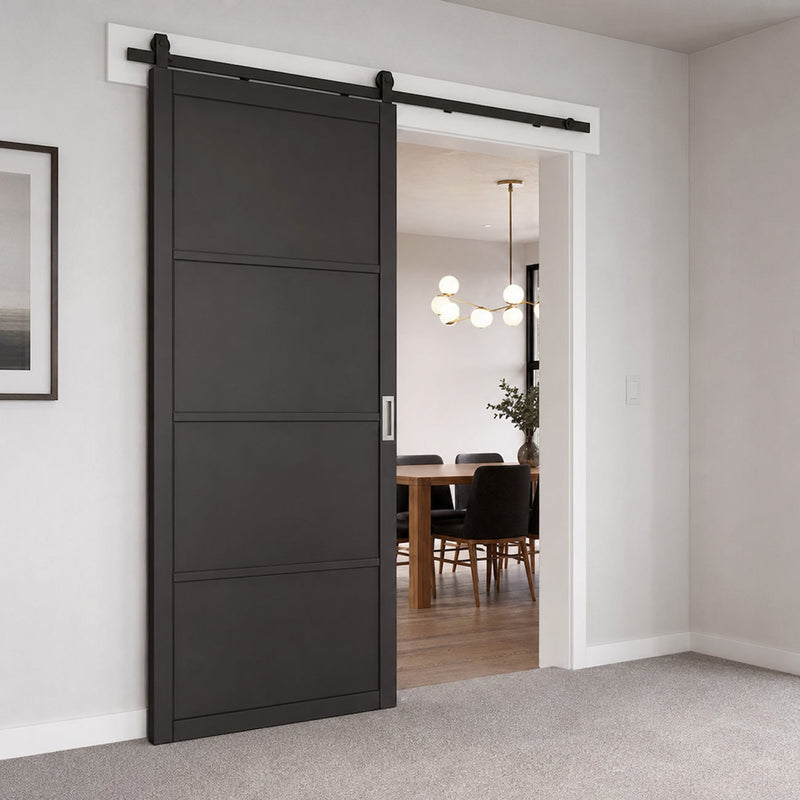 Top Mounted Black Sliding Track & Door - Value Industrial Primed Door - Black Primed