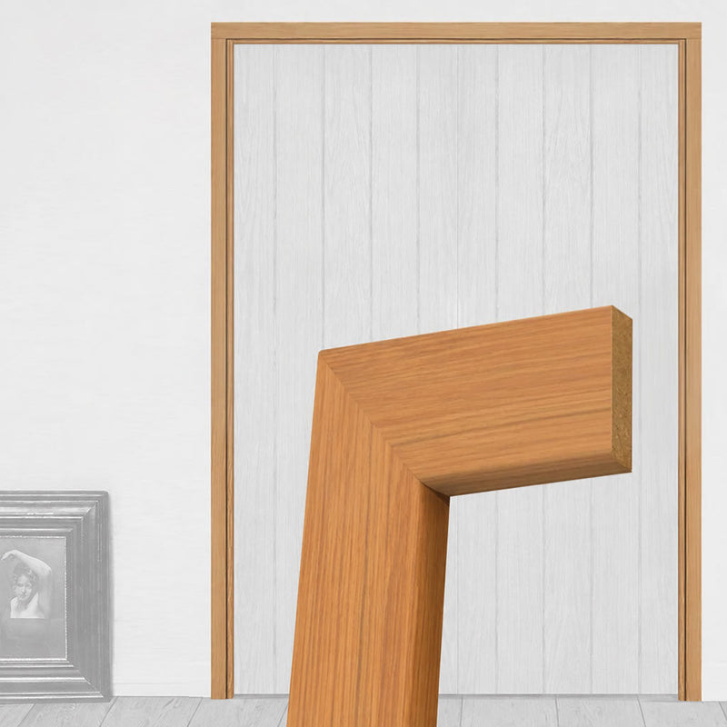 Made to Size Double Interior Prefinished Oak Veneered Frame and Simple Architrave Set - For 30 Minute Fire Doors