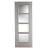 Premium Double Sliding Door & Wall Track - Vancouver Light Grey Door - Clear Glass - Prefinished