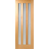 Premium Double Sliding Door & Wall Track - Utah 3 Pane Oak Door - Frosted Glass - Prefinished