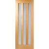 Premium Single Sliding Door & Wall Track - Utah 3 Pane Oak Door - Frosted Glass - Prefinished