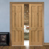 Rustic Oak Shaker 4 Panel Double Evokit Pocket Doors - Prefinished