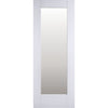 Premium Single Sliding Door & Wall Track - Pattern 10 1 Pane Door - Clear Glass - White Primed