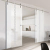 Double Glass Sliding Door - Solaris Tubular Stainless Steel Sliding Track & Inveresk 8mm Obscure Glass - Obscure Printed Design