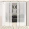 Double Glass Sliding Door - Solaris Tubular Stainless Steel Sliding Track & Juniper 8mm Obscure Glass - Clear Printed Design