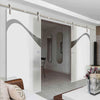 Double Glass Sliding Door - Solaris Tubular Stainless Steel Sliding Track & Kingston 8mm Obscure Glass - Clear Printed Design