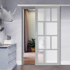 Single Sliding Door & Premium Wall Track - Eco-Urban® Kochi 8 Pane Door DD6415SG Frosted Glass - 6 Colour Options