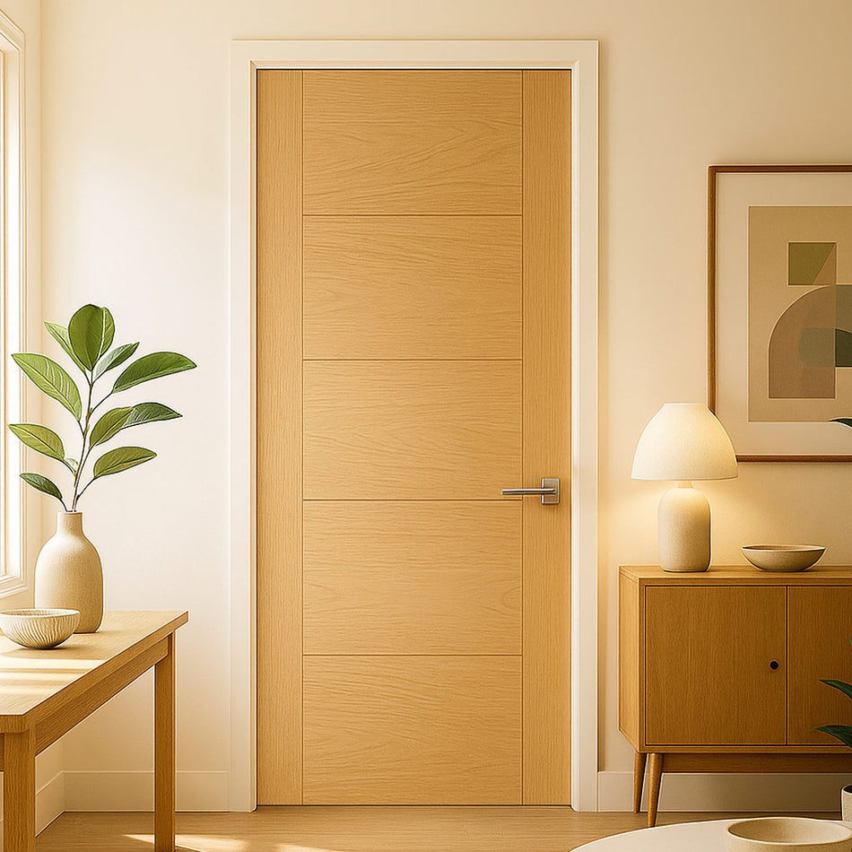 Valdor - Ladder 5P Unfinished Oak Fire Internal Door - 1/2 Hour Fire Rated