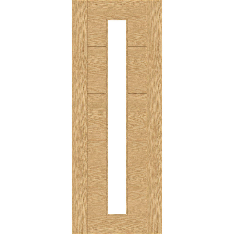 Valdor - Ladder Oak Internal Door - Clear Glass - Unfinished – Direct Doors