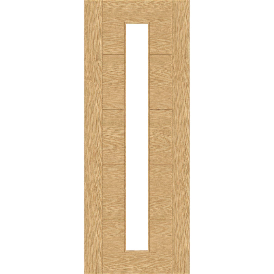 Valdor - Ladder Oak Internal Door - Clear Glass - Unfinished