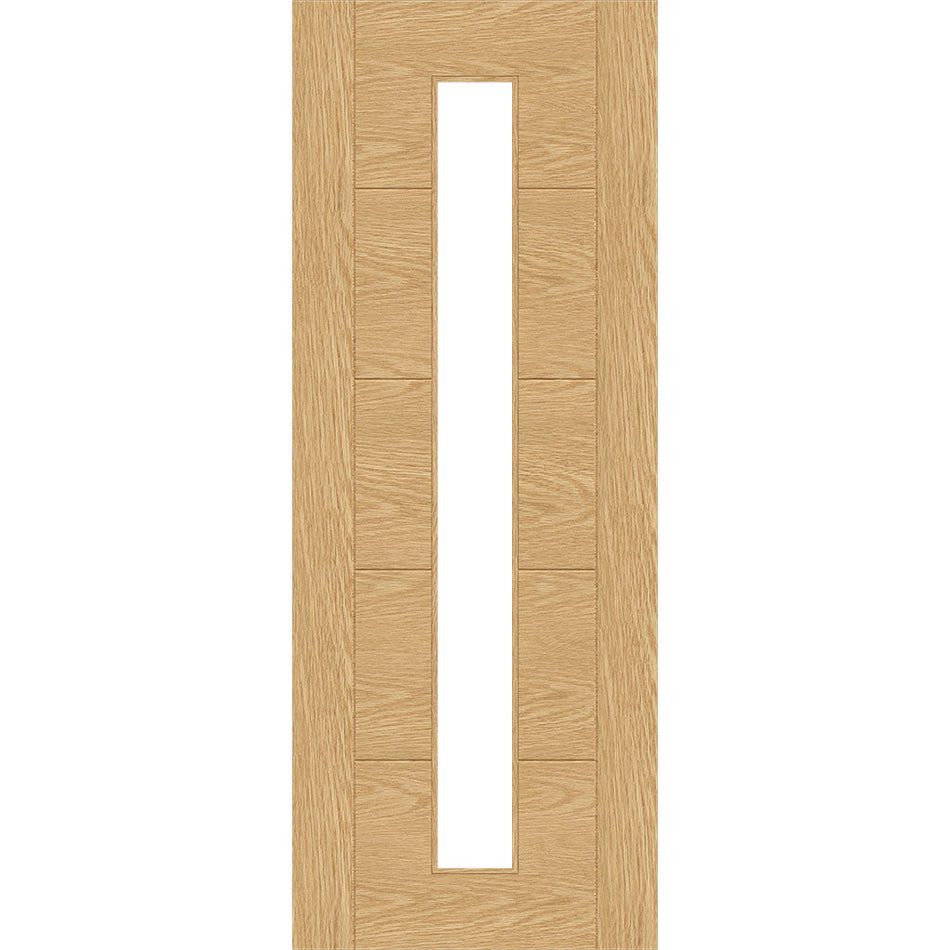 Valdor - Ladder Oak Internal Door Pair - Clear Glass - Unfinished