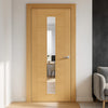Valdor - Ladder Oak Internal Door - Clear Glass - Unfinished