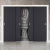 Minimalist Wardrobe Door & Frame Kit - Four Laminate Montreal Black Door - Prefinished