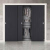Minimalist Wardrobe Door & Frame Kit - Three Laminate Montreal Black Door - Prefinished