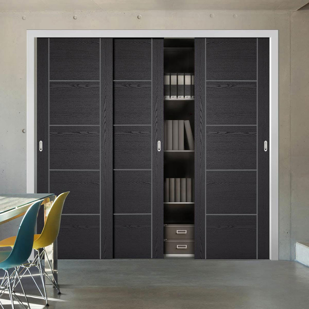 Minimalist Wardrobe Door Frame Kit Three Laminate Vancouver Black Door Prefinished