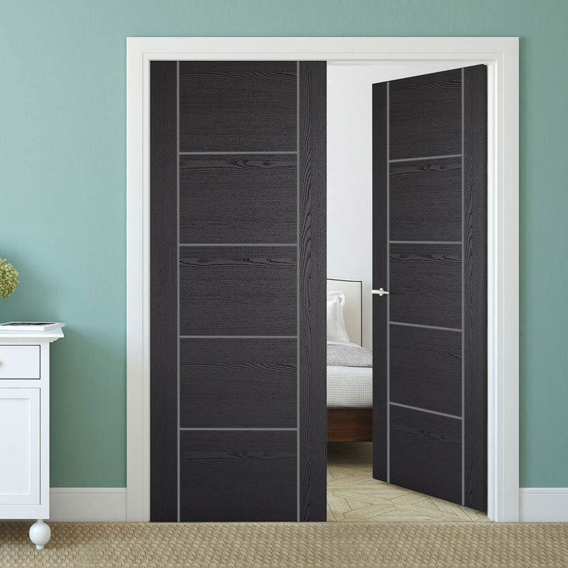 Laminate Vancouver Black Internal Door Pair - Prefinished
