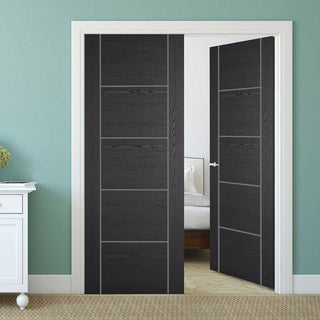 Image: Laminate Vancouver Black Internal Door Pair - Prefinished