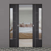 Laminate Vancouver Black Absolute Evokit Double Pocket Door - Prefinished - Clear Glass - Prefinished