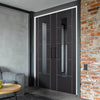 Laminate Vancouver Black Internal Door Pair - Prefinished - Clear Glass - Prefinished