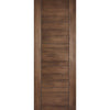 Premium Single Sliding Door & Wall Track - Vancouver 5 Panel Flush Walnut Door - Prefinished