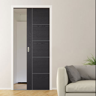 Image: Laminate Vancouver Black Evokit Pocket Fire Door - 30 Minute Fire Rated - Prefinished