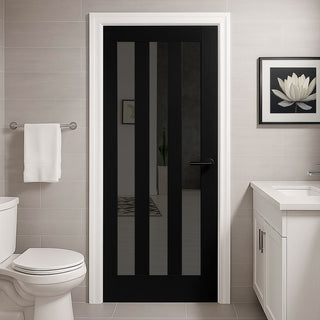 Image: UK Made to Measure - Langley Interior Door - Tinted Glass - Premium Primed - 7 Colour Options