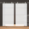 Double Glass Sliding Door - Solaris Tubular Stainless Steel Sliding Track & Lauder 8mm Obscure Glass - Obscure Printed Design