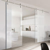 Double Glass Sliding Door - Solaris Tubular Stainless Steel Sliding Track & Lauder 8mm Clear Glass - Obscure Printed Design