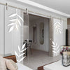 Double Glass Sliding Door - Solaris Tubular Stainless Steel Sliding Track & Leaf Print 8mm Clear Glass - Obscure Printed Design