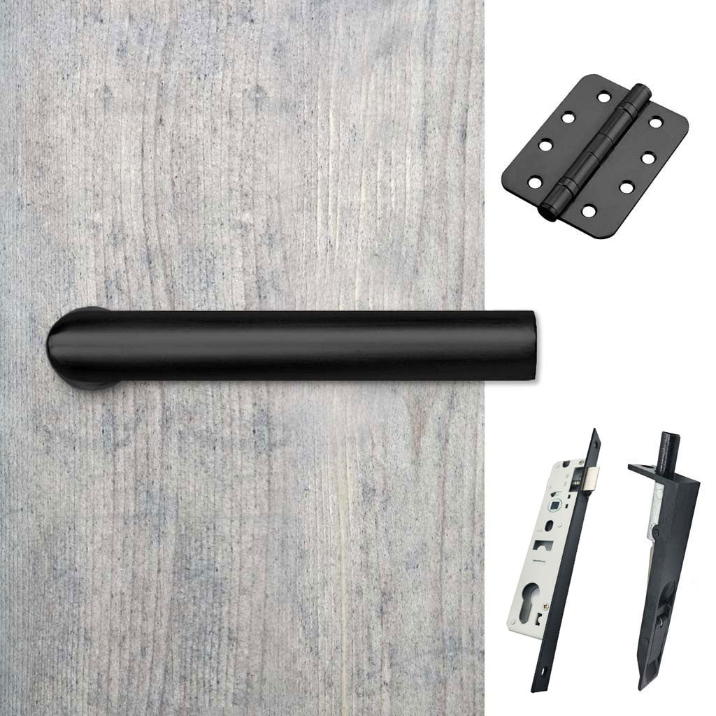 Shelton Double Door Lever Handle Pack - 8 Radius Cornered Hinges - Matt Black