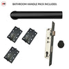 Shelton Bathroom Handle Pack - 3 Square Hinges - Matt Black