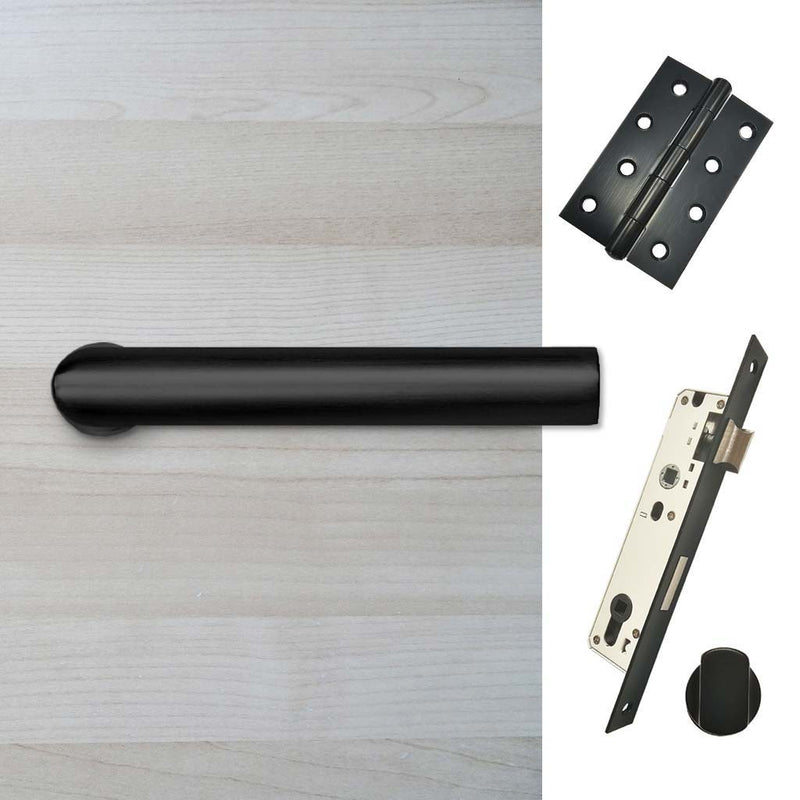 Shelton Bathroom Handle Pack - 3 Square Hinges - Matt Black