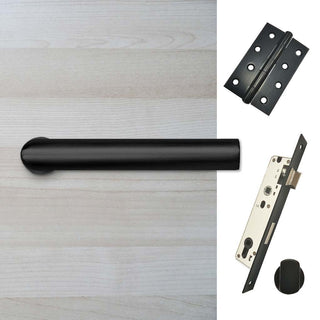Image: Shelton Bathroom Handle Pack - 4 Square Hinges - Matt Black