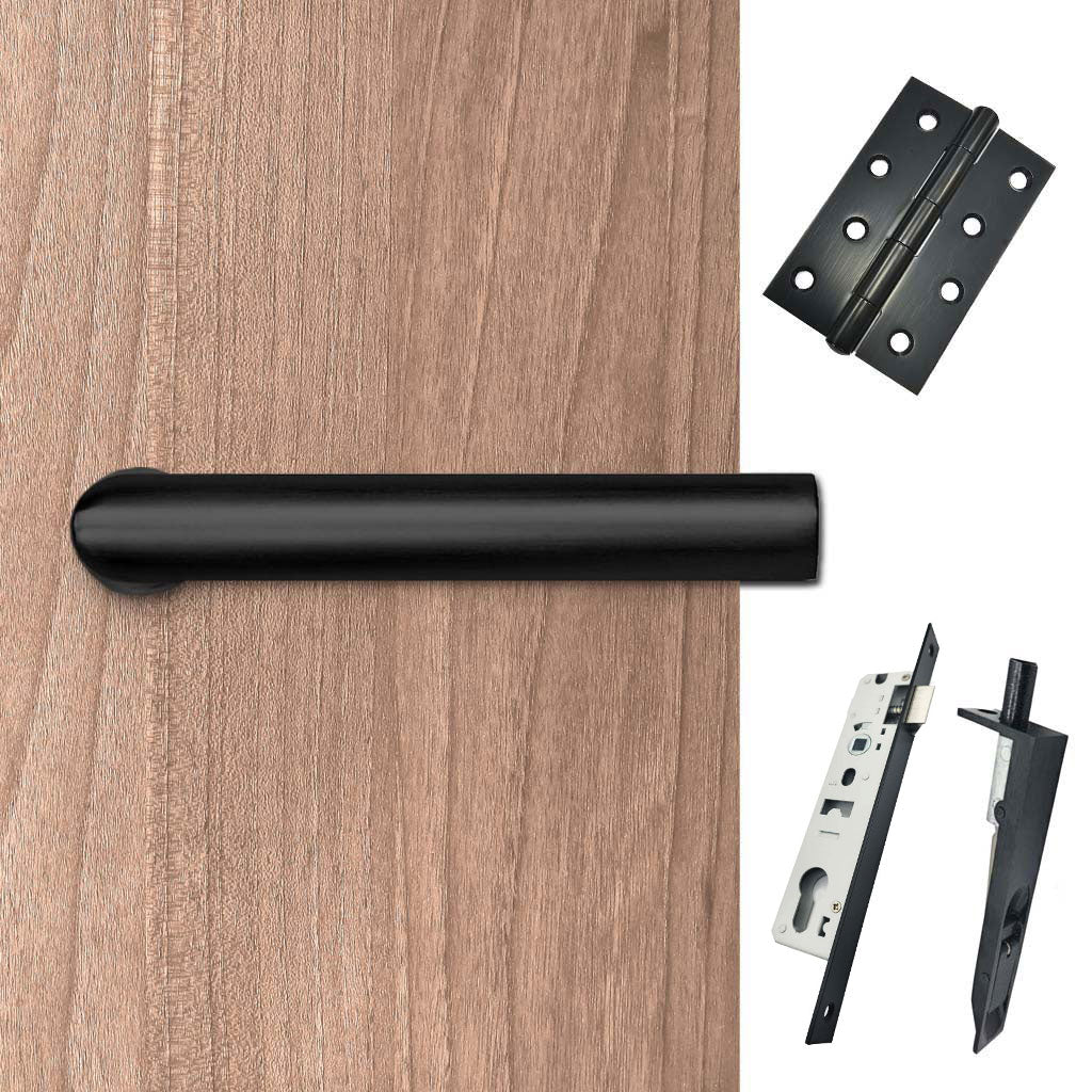 Shelton Double Door Lever Handle Pack - 6 Square Hinges - Matt Black