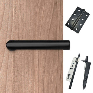 Image: Shelton Double Door Lever Handle Pack - 6 Square Hinges - Matt Black