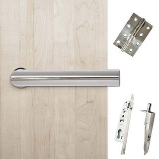 Image: Shelton Double Door Lever Handle Pack - 6 Square Hinges - Polished Stainless Steel