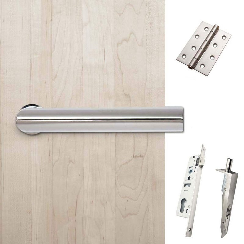 Shelton Double Door Lever Handle Pack - 6 Square Hinges - Polished Stainless Steel
