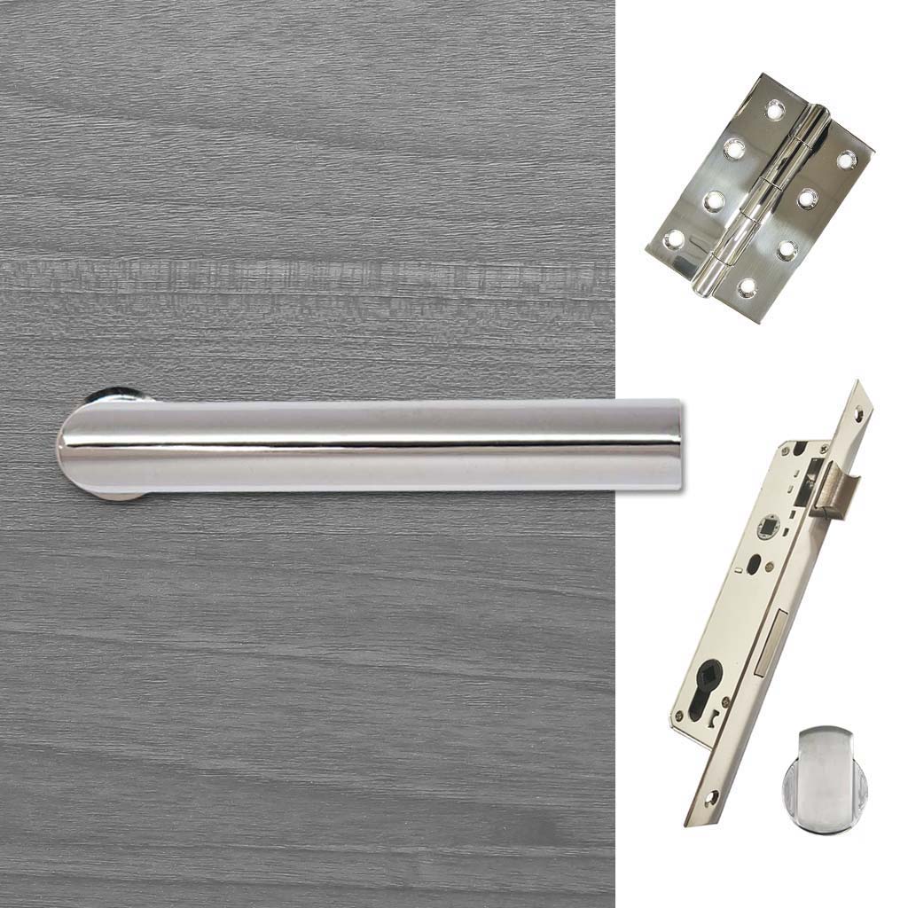 Shelton Bathroom Handle Pack - 4 Square Hinges - Polished Stainless Steel