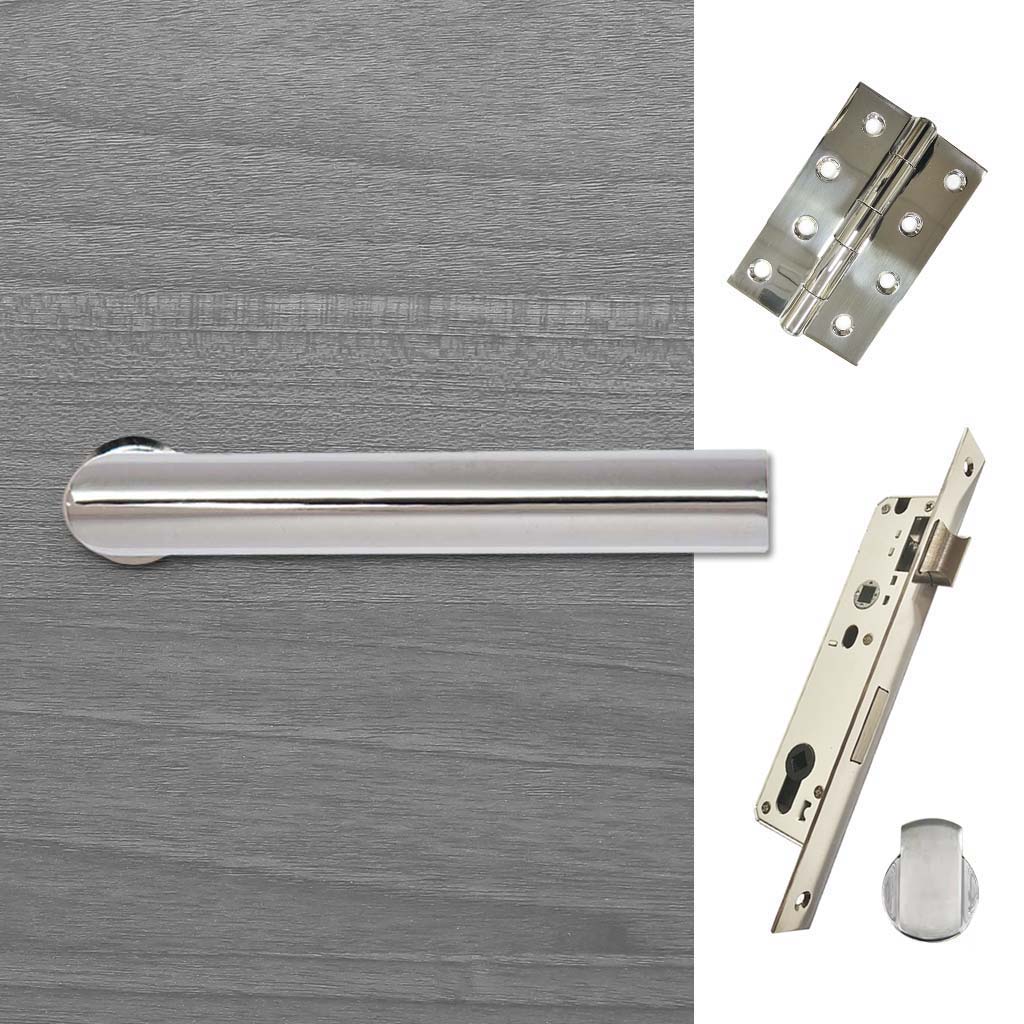 Shelton Bathroom Handle Pack - 3 Square Hinges - Polished Stainless Steel