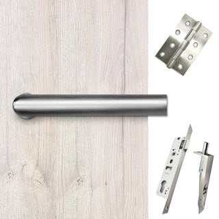 Image: Shelton Double Door Lever Handle Pack - 6 Square Hinges - Satin Stainless Steel